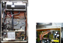 機器内部の水量制御器等のモーター部品が、毎日、普通に使用している給湯器も5年、10年と長期間のご使用により、経年劣化でショート故障し、機器の内部が発煙、焼損した。