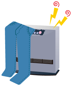 A user attempted to dry clothes by placing them on a fan heater while it was in use. Due to the heat, a panel located on the upper part of the fan heater was deformed.