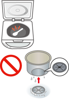 When a rice cooking pot was placed on the cooker, foreign matter such as a rice scoop and a plastic spoon was left directly on the cook-top. This caused incomplete combustion and the burning of the foreign matter.