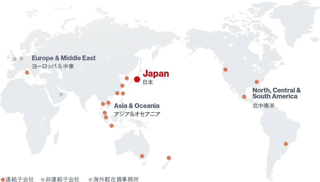 国内・海外拠点の事業分野