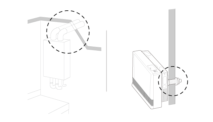 屋内設置式のガス給湯器やFF暖房機の給排気筒