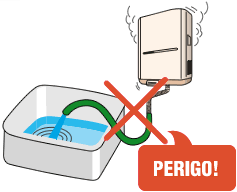 Não utilize outras mangueiras para estensão no aquecedor de água.
