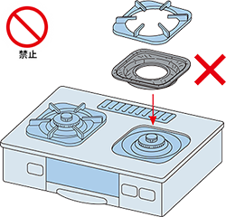 使用中の鍋のまわりは高温で危険です。コンロの奥に手を伸ばす時は、やけどに注意してください。また服の袖などを近づけると火が移ることがあるので注意が必要です。