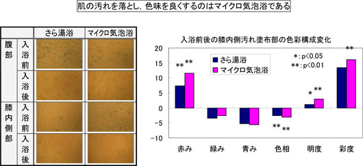 肌の汚れを落とし，色味を良くするのはマイクロ気泡浴である