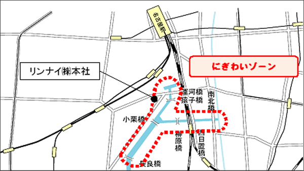 中川運河再生計画における「にぎわいゾーン」の位置